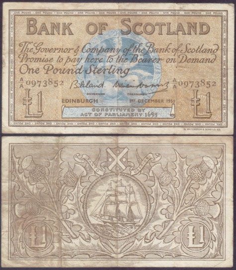 1959 Scotland 1 Pound (Bank of Scotland) L001476